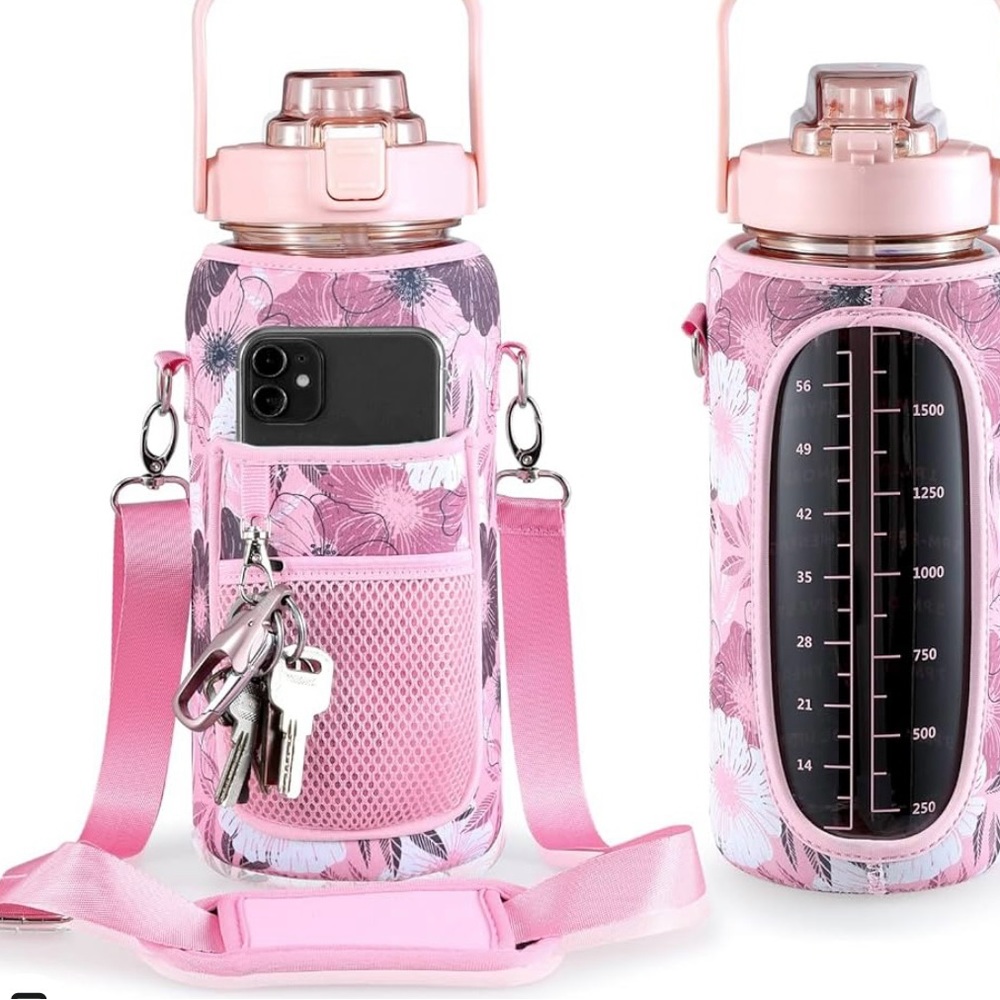 Half Gallon Water Bottle With Straw, cell phone pocket